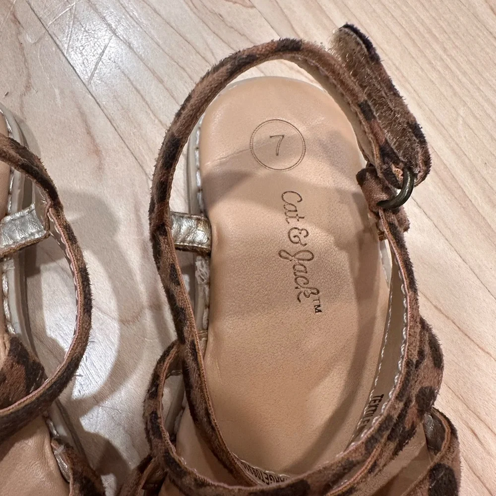 Cat & Jack Tan Leopard Print Kids Sandals